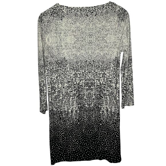 Tibi Ombre Splotched Polka Dot Shift Black White Small Semi Formal 3/4 Sleeve - Picture 5 of 6